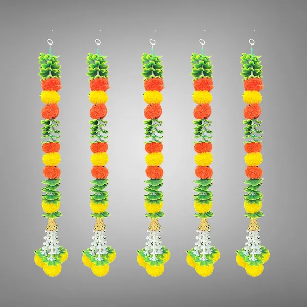 Yellow_&_Mango_Artificial_Marigold_Garland_Pack_Of_5