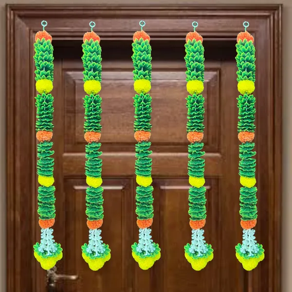 Yellow_&_Mango_Artificial_Marigold_Garland_Pack_Of_5