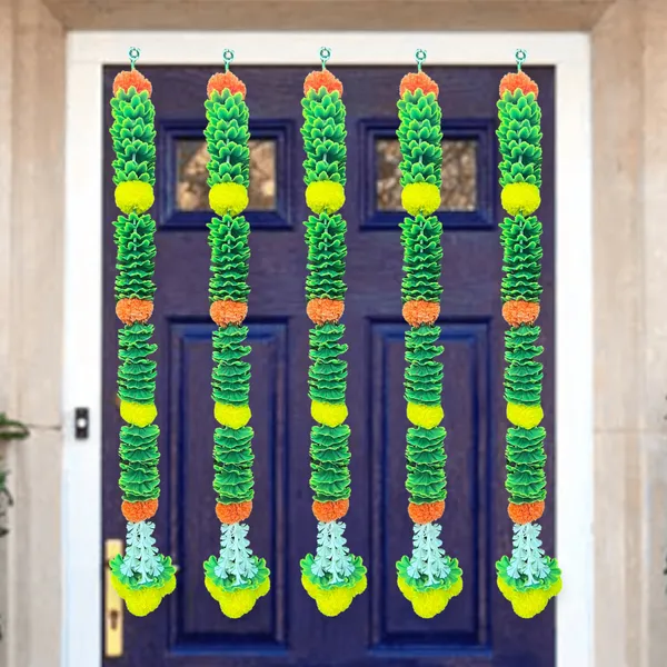 Yellow_&_Mango_Artificial_Marigold_Garland_Pack_Of_5