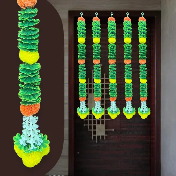 Yellow_&_Mango_Artificial_Marigold_Garland_Pack_Of_5