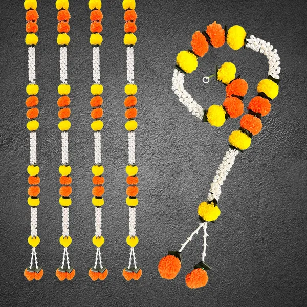 Yellow_&_Mango_Artificial_Marigold_Garland_Pack_Of_4