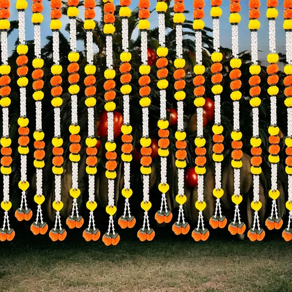 Yellow_&_Mango_Artificial_Marigold_Garland_Pack_Of_4