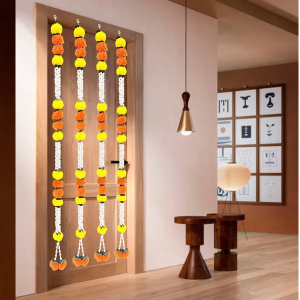 Yellow_&_Mango_Artificial_Marigold_Garland_Pack_Of_4