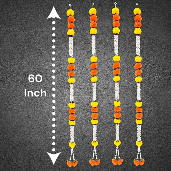 Yellow_&_Mango_Artificial_Marigold_Garland_Pack_Of_4