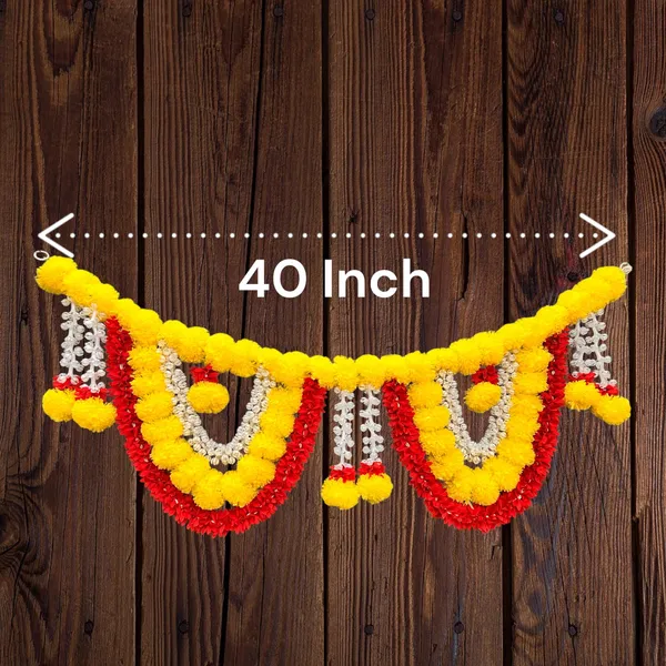 Yellow_&_Red_Decorative_Artificial_Marigold_Bandanwar