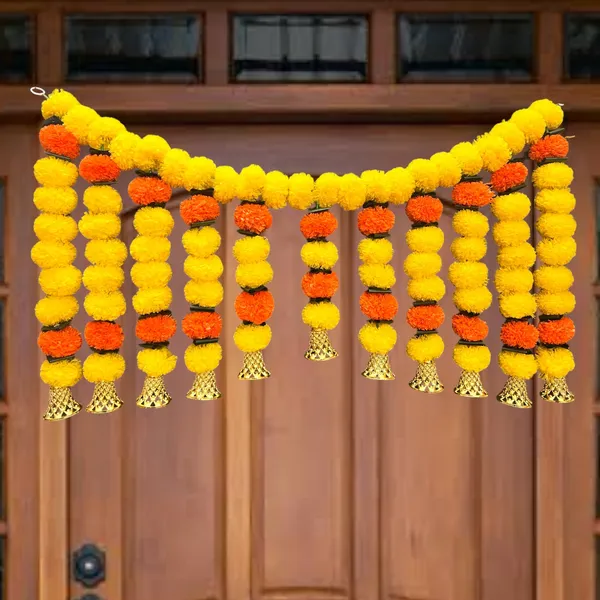 Yellow_&_Mango_Decorative_Artificial_Marigold_Bandanwar