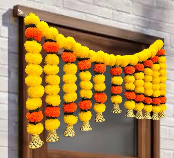 Yellow_&_Mango_Decorative_Artificial_Marigold_Bandanwar