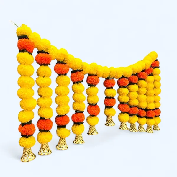 Yellow_&_Mango_Decorative_Artificial_Marigold_Bandanwar