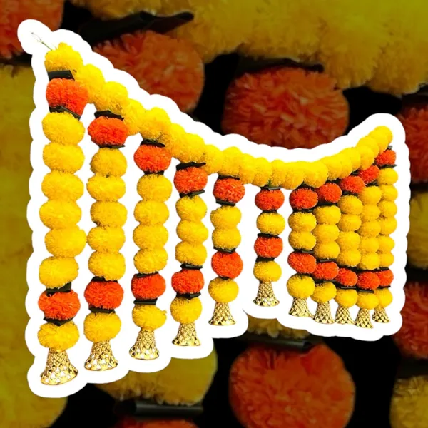 Yellow_&_Mango_Decorative_Artificial_Marigold_Bandanwar