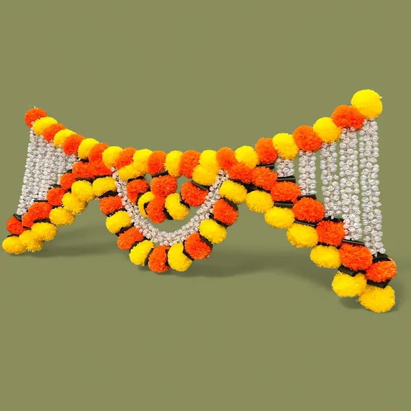 Yellow_&_Mango_Decorative_Artificial_Marigold_Bandanwar