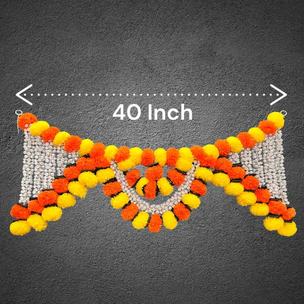 Yellow_&_Mango_Decorative_Artificial_Marigold_Bandanwar