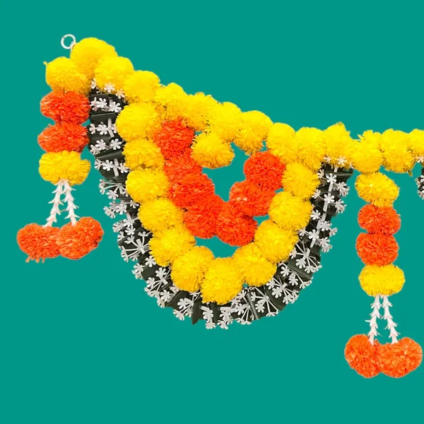 Yellow_&_Mango_Decorative_Artificial_Marigold_Bandanwar