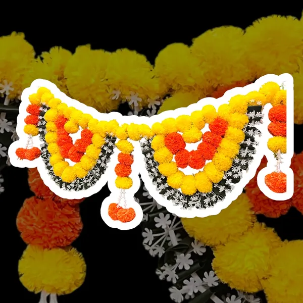 Yellow_&_Mango_Decorative_Artificial_Marigold_Bandanwar