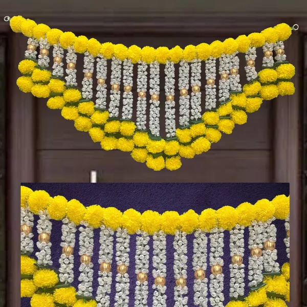 Yellow_&_White_Decorative_Handcrafted_Bandanwar