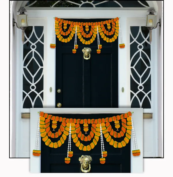 Yellow_&_Mango_Artificial_Marigold_Bandanwar