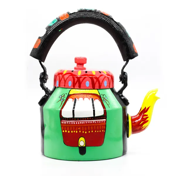 Multicolour_Traditional_Hand_Painted_Figurine_Aluminium_Tea_Kettle_Pot_Set