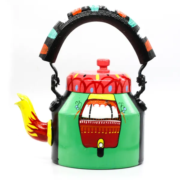 Multicolour_Traditional_Hand_Painted_Figurine_Aluminium_Tea_Kettle_Pot_Set
