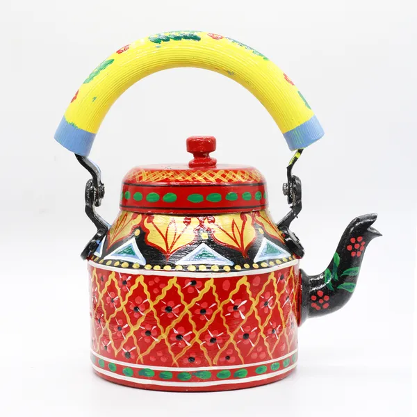 Multicolour_Traditional_Hand_Painted_Figurine_Aluminium_Tea_Kettle_Pot_Set