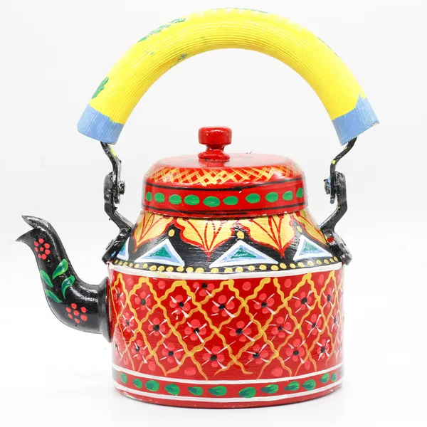 Multicolour_Traditional_Hand_Painted_Figurine_Aluminium_Tea_Kettle_Pot_Set
