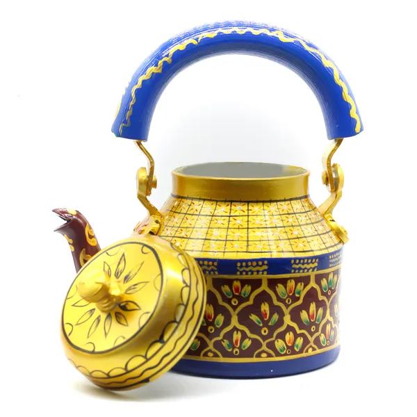 Multicolour_Traditional_Hand_Painted_Figurine_Aluminium_Tea_Kettle_Pot_Set