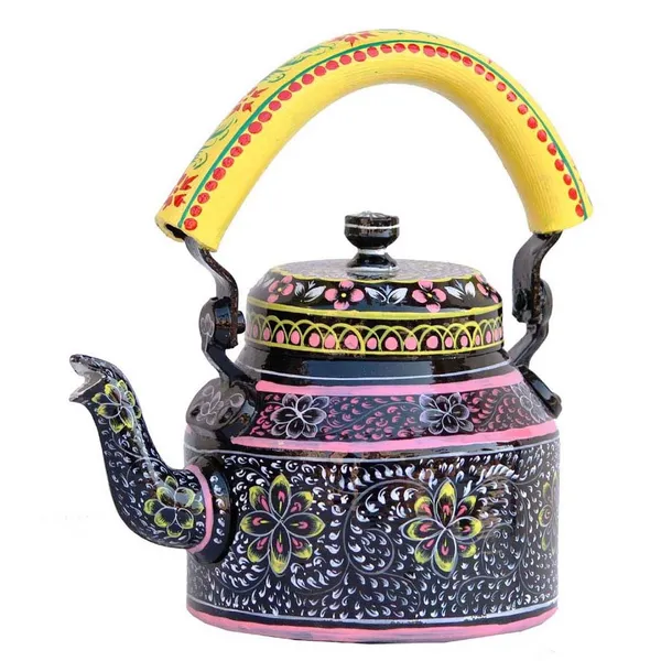 Multicolour_Traditional_Hand_Painted_Figurine_Aluminium_Tea_Kettle_Pot_Set