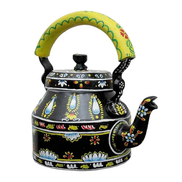 Multicolour_Traditional_Hand_Painted_Figurine_Aluminium_Tea_Kettle_Pot_Set