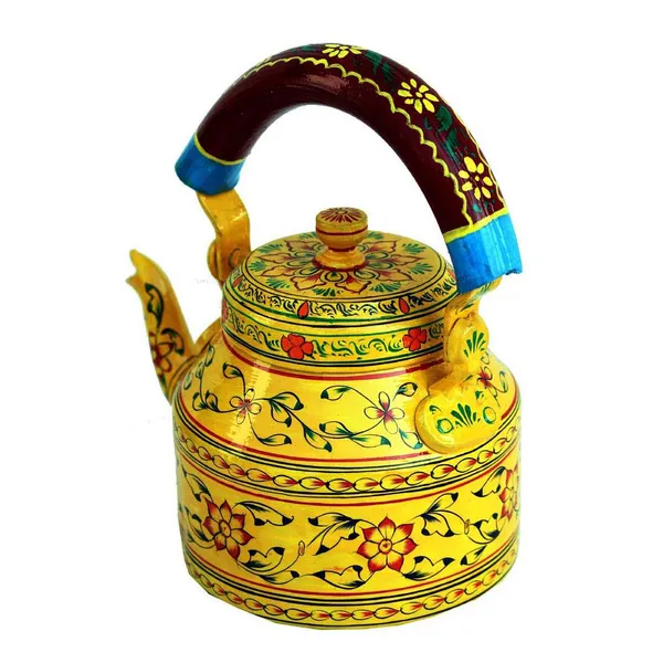 Multicolour_Traditional_Hand_Painted_Figurine_Aluminium_Tea_Kettle_Pot_Set