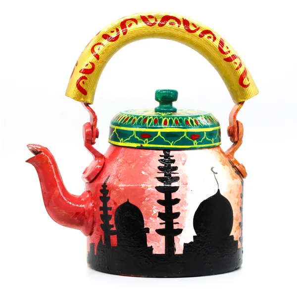 Multicolour_Traditional_Hand_Painted_Figurine_Aluminium_Tea_Kettle_Pot_Set