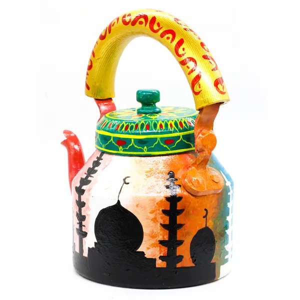 Multicolour_Traditional_Hand_Painted_Figurine_Aluminium_Tea_Kettle_Pot_Set