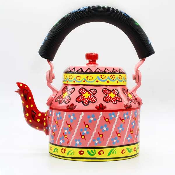 Multicolour_Traditional_Hand_Painted_Figurine_Aluminium_Tea_Kettle_Pot_Set