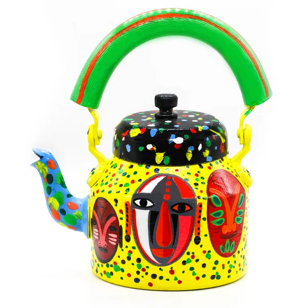 Multicolour_Traditional_Hand_Painted_Figurine_Aluminium_Tea_Kettle_Pot_Set
