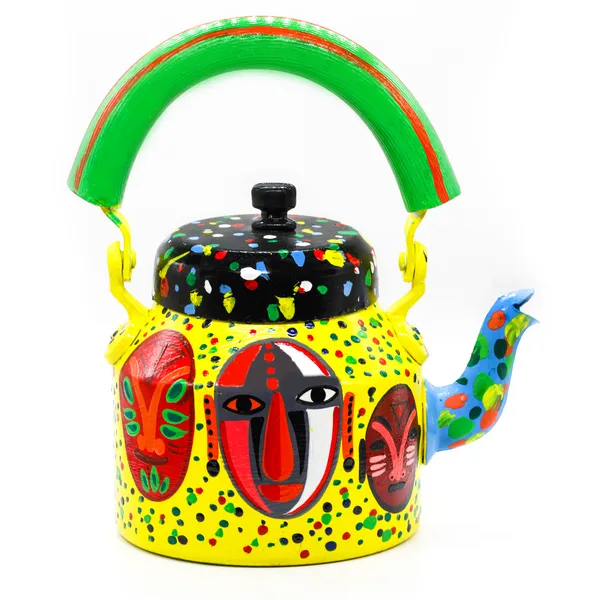 Multicolour_Traditional_Hand_Painted_Figurine_Aluminium_Tea_Kettle_Pot_Set