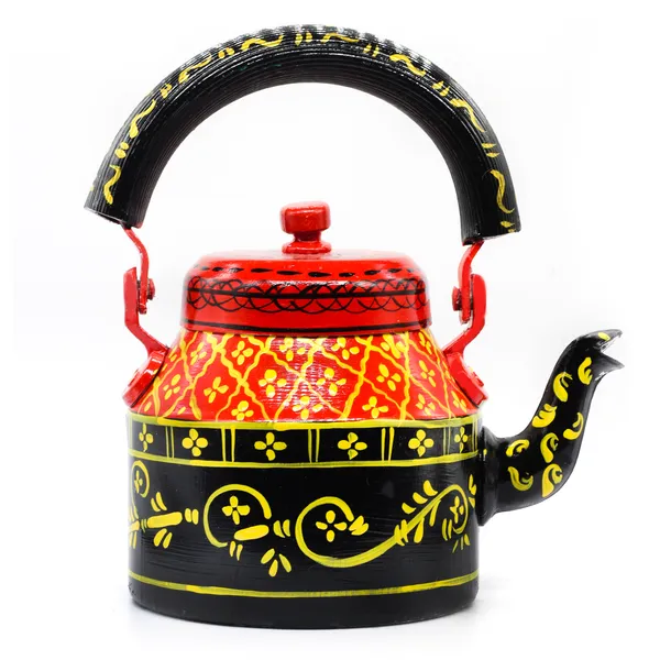 Multicolour_Traditional_Hand_Painted_Figurine_Aluminium_Tea_Kettle_Pot_Set