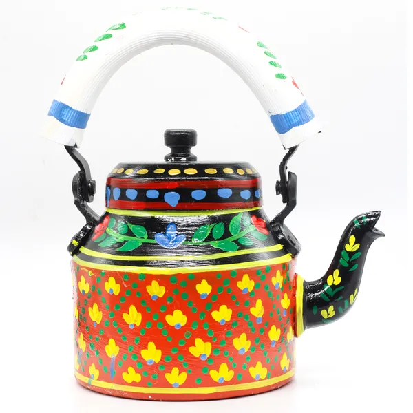 Multicolour_Traditional_Hand_Painted_Figurine_Aluminium_Tea_Kettle_Pot_Set