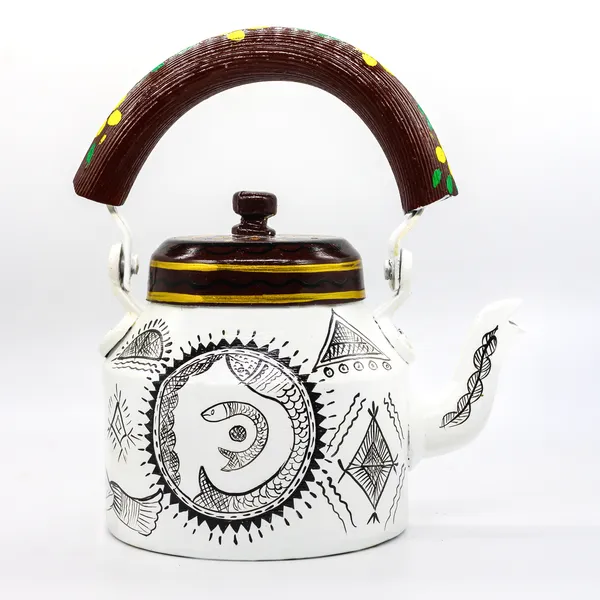 Multicolour_Traditional_Hand_Painted_Figurine_Aluminium_Tea_Kettle_Pot_Set