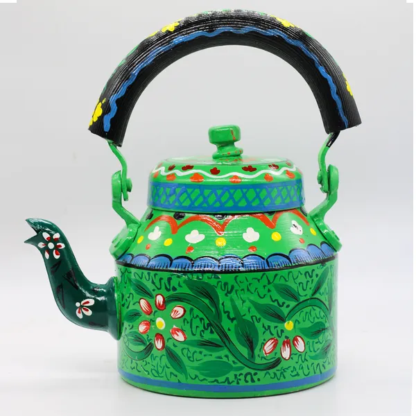 Multicolour_Traditional_Hand_Painted_Figurine_Aluminium_Tea_Kettle_Pot_Set