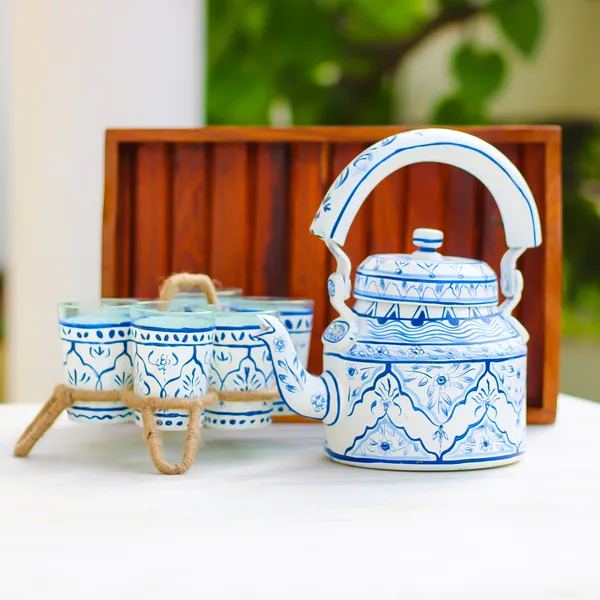 Multicolour_Traditional_Hand_Painted_Figurine_Aluminium_Tea_Kettle_Pot_Set