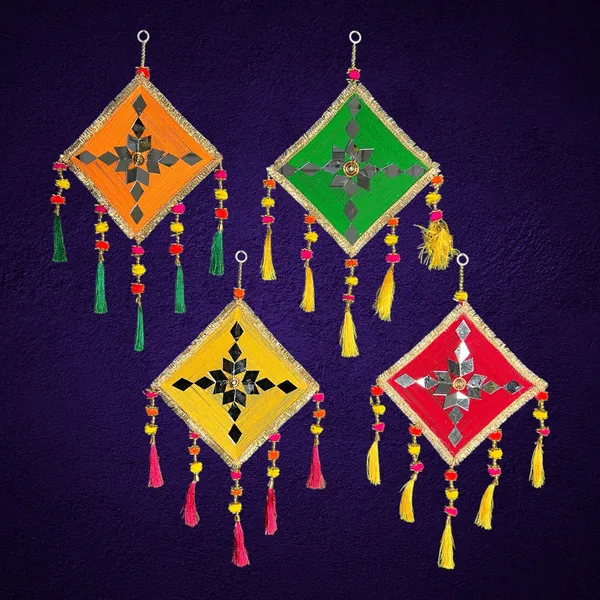 Multicolour_Handmade_Traditional_Design_Woolen_Kites_With_Tassels_Pack_Of_4