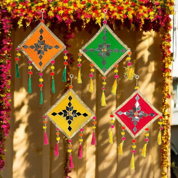 Multicolour_Handmade_Traditional_Design_Woolen_Kites_With_Tassels_Pack_Of_4