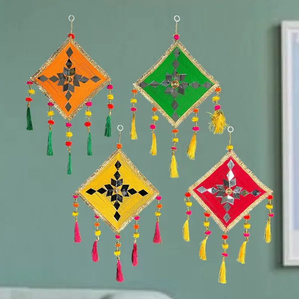 Multicolour_Handmade_Traditional_Design_Woolen_Kites_With_Tassels_Pack_Of_4