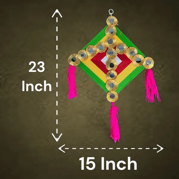 Multicolour_Handmade_Traditional_Design_Woolen_Kites_With_Tassels_Pack_Of_4