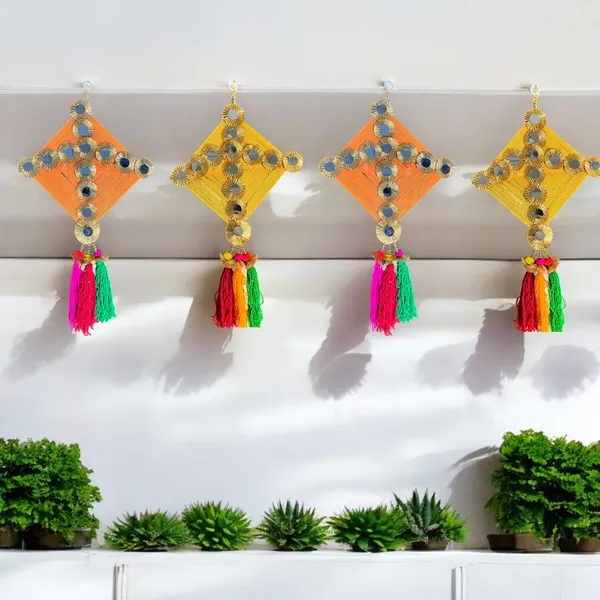 Multicolour_Handmade_Traditional_Design_Woolen_Kites_With_Tassels_Pack_Of_4