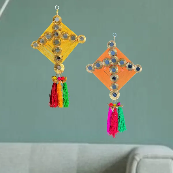 Multicolour_Handmade_Traditional_Design_Woolen_Kites_With_Tassels_Pack_Of_4
