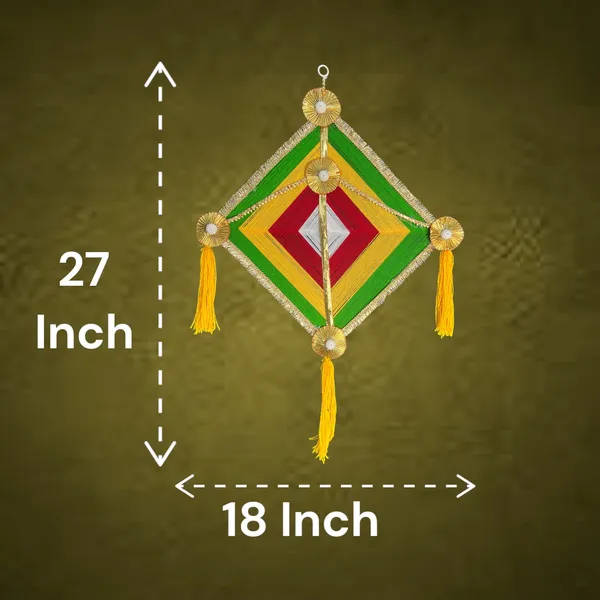 Multicolour_Handmade_Traditional_Design_Woolen_Kites_With_Marigold_Garland_Pack_Of_5
