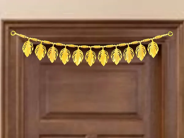 Multicolour_Decorative_Handmade_Elegant_Door_Toran_With_Golden_Leaves_&_Beads