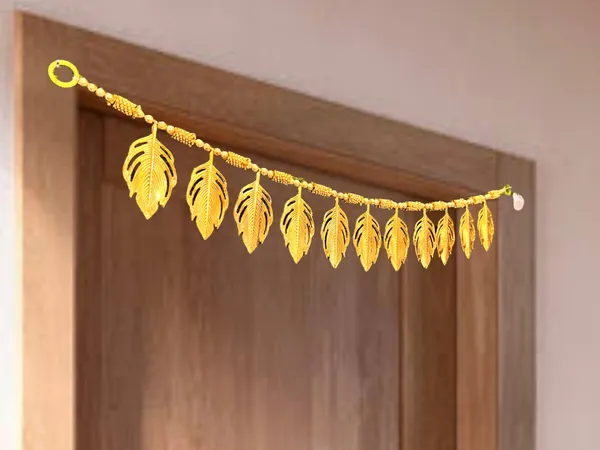 Multicolour_Decorative_Handmade_Elegant_Door_Toran_With_Golden_Leaves_&_Beads