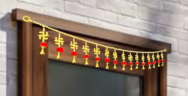 Multicolour_Decorative_Handmade_Swastik_Door_Toran_With_Beads