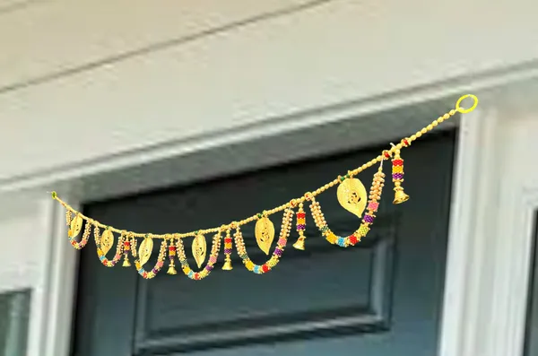Multicolour_Decorative_Handmade_Bead_Door_Toran_With_Golden_Leaves