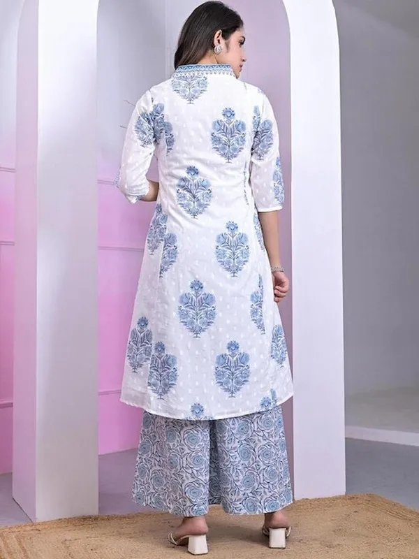 Blue_Pure_Cotton_Floral_Print_Kurta_Palazzo_Set_For_Women