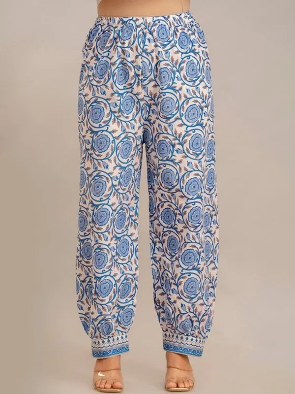 Blue_Pure_Cotton_Floral_Print_Kurta_Palazzo_Set_For_Women